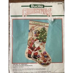 Bucilla #82988 “The Best Of Christmas” Santa Stocking Counted Cross Stitch Kit